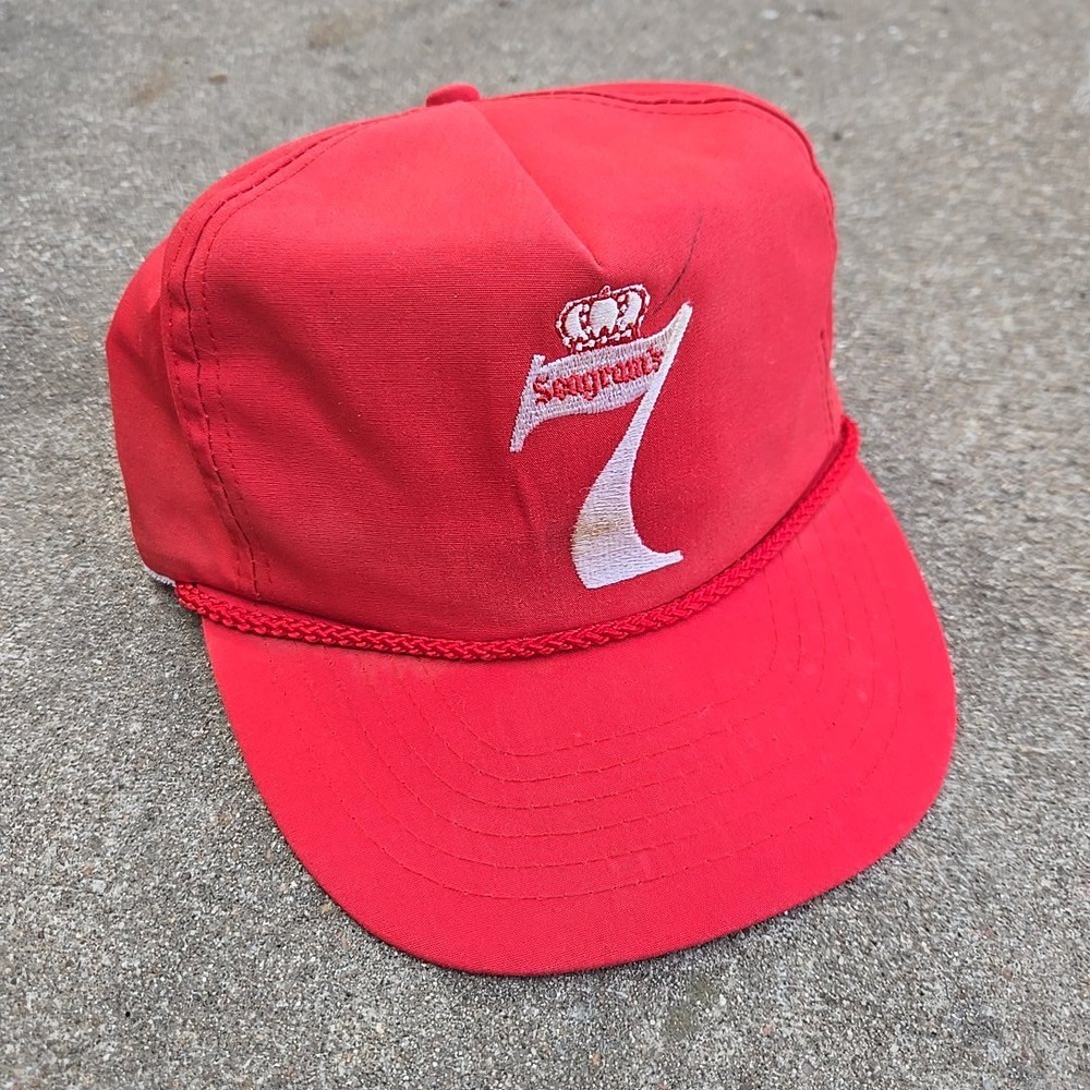 VTG Seagrams 7 Crown OSFA Hat Red Whiskey 90 Roper Snapback Promo Taiwan Dad Cap
